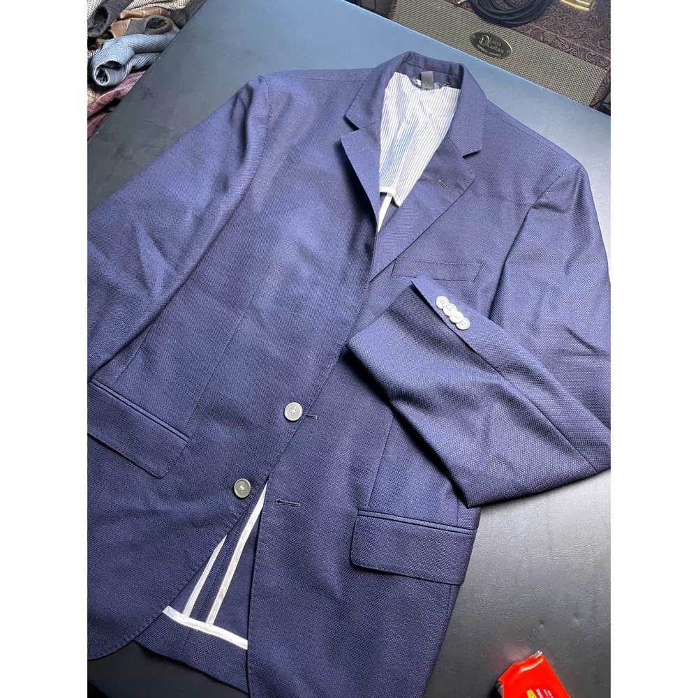 Hugo Boss 36R LanificioTesse Biella HARTLAY2 Navy Slim Fit Italian Fabric Blazer